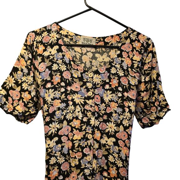 Maxime Floral Button Front Midi Dress size large - Picture 3 of 5